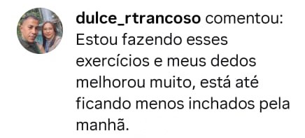 Depoimento sobre dedos menos inchados